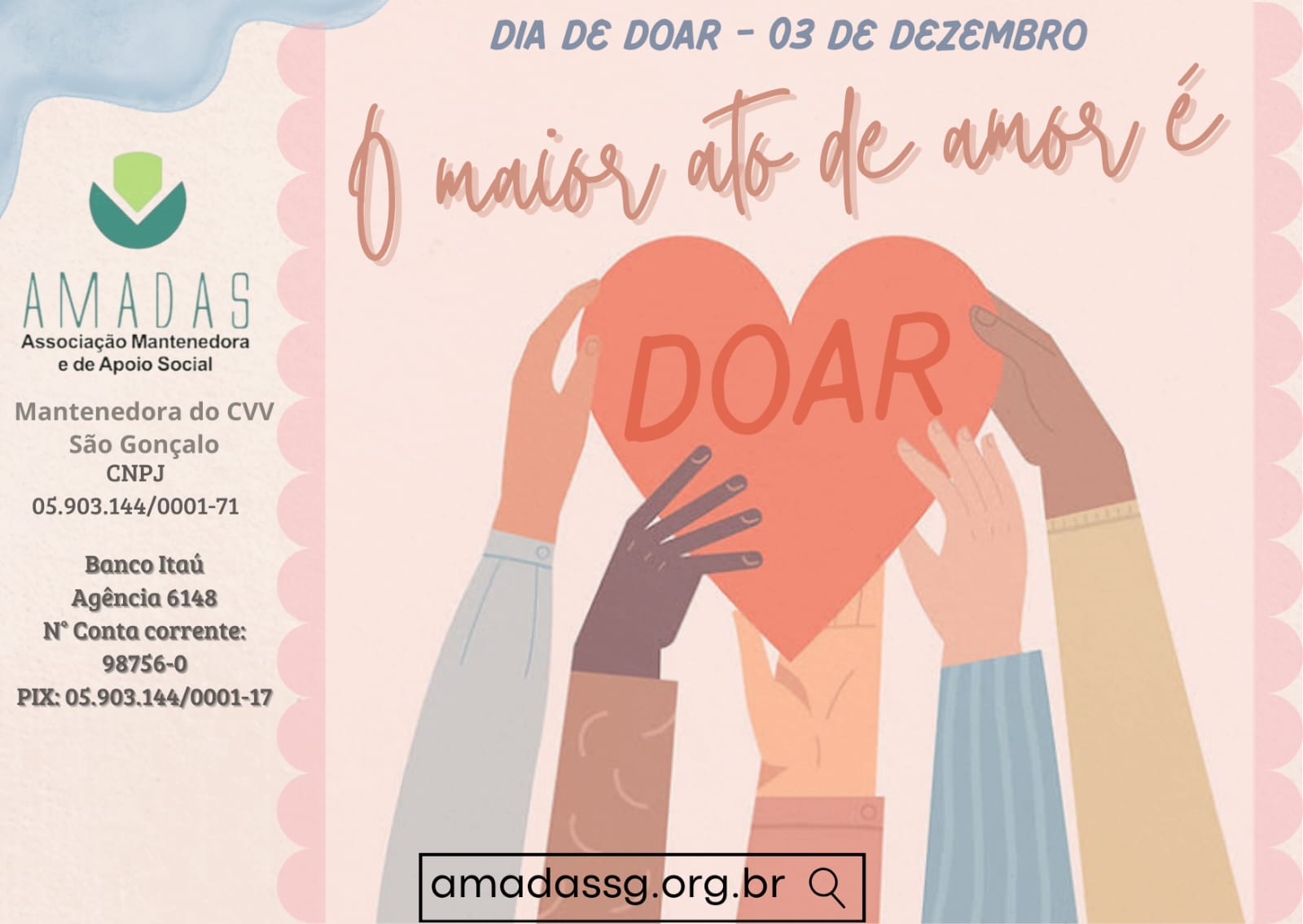 Dia de doar, juntos por uma causa!